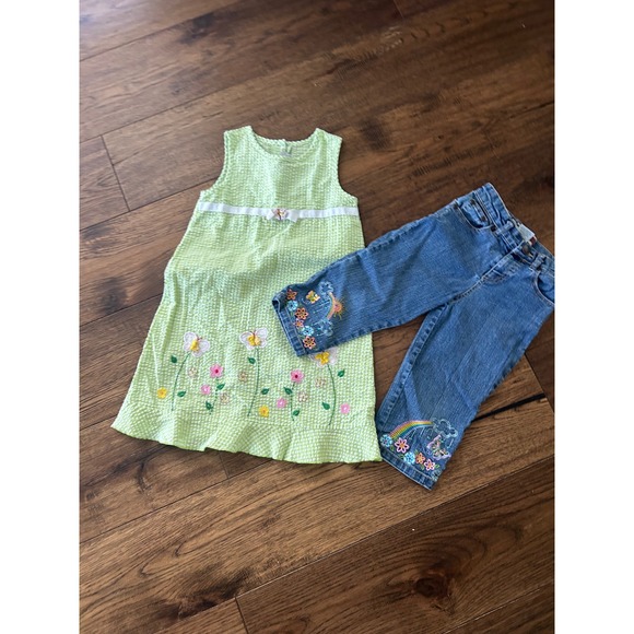 B.T. Kids Other - BT Kids Gingham Dress & Z Cavaricci Embroidered Jeans Girls Size 6/6X Bundle y2k